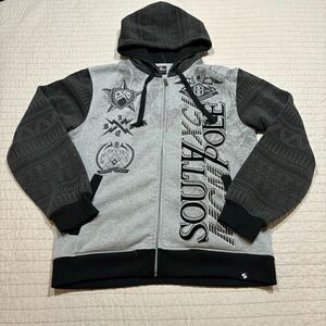 Y2K Zip Up SouthPole Hoodie Size L Aztec Print